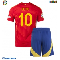 Camisa de Futebol Espanha Dani Olmo #10 Equipamento Principal Infantil Europeu 2024 Manga Curta (+ Calças curtas)